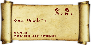 Kocs Urbán névjegykártya